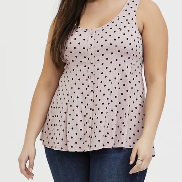 torrid Tops - Torrid mauve polka dot Challis tank